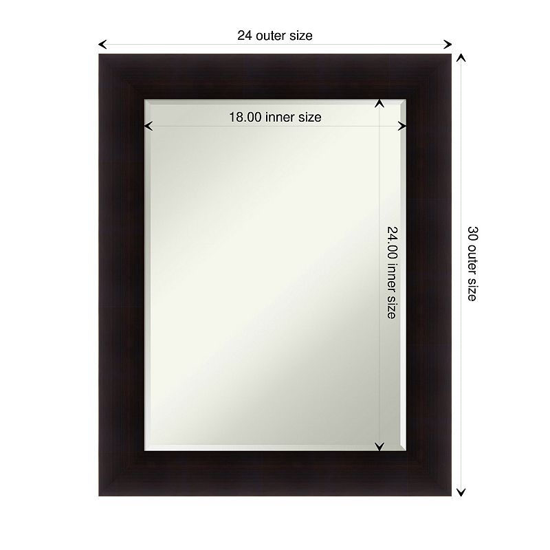 Portico Espresso Petite Bevel Wood Bathroom Wall Mirror