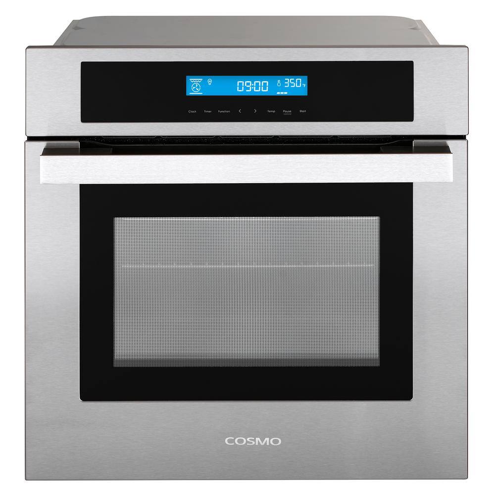 Cosmo 24 in. 2.5 cu. ft. Single Electric Wall Oven w8 Functions and True European Convection in Stainless Steel C106SIX-PT