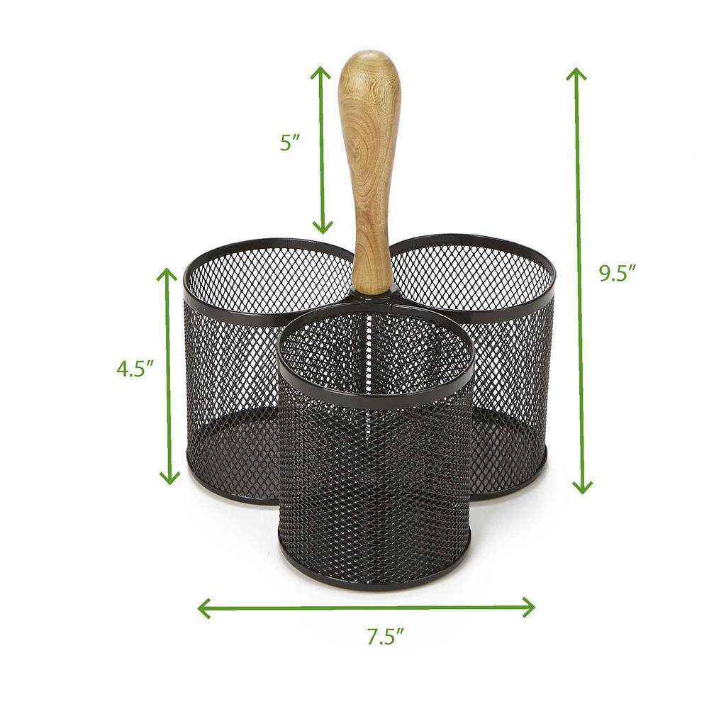 Mind Reader 3-Section Black Mesh Cutlery Caddy Utensils Caddy Cutlery Holder Serve Ware Holder Flatware Organizer 3CIRMESH-BLK