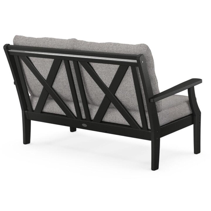 POLYWOOD Braxton Deep Seating Settee in Black / Grey Mist