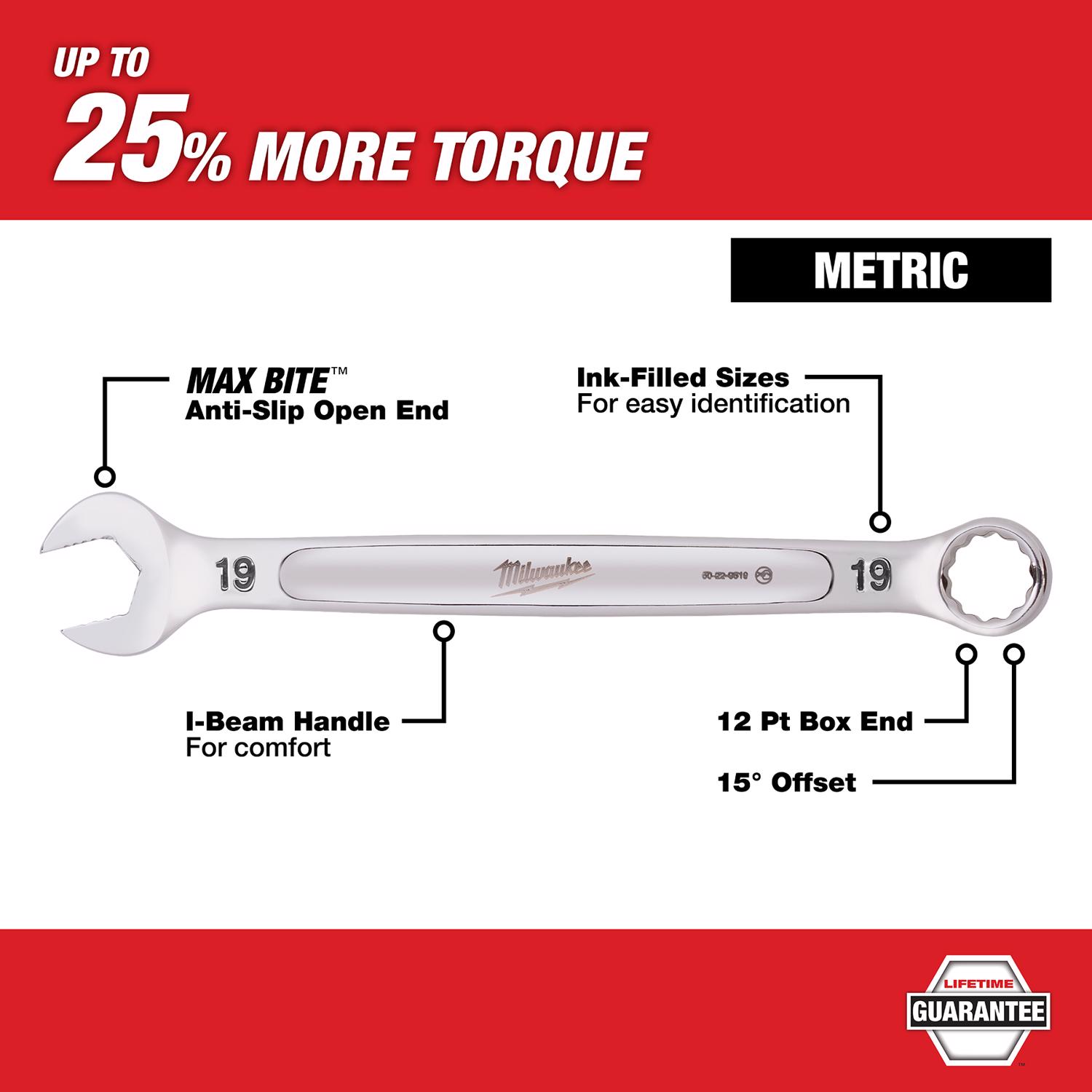 MW Max Bite Metric Combination Wrench Set 12 in. L 7 pc