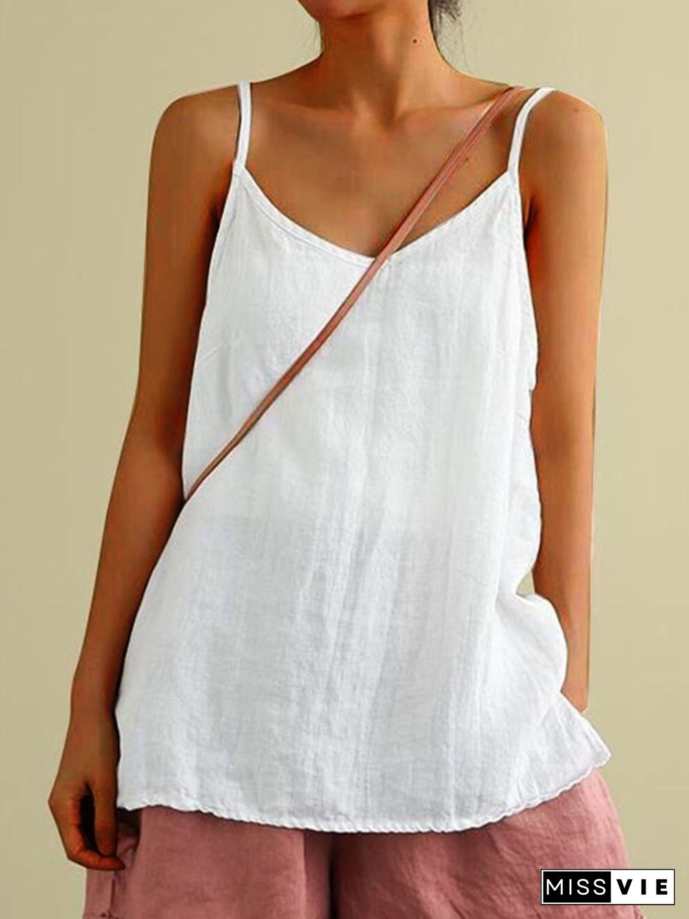 Ladies Cotton Linen Loose Casual Camisole