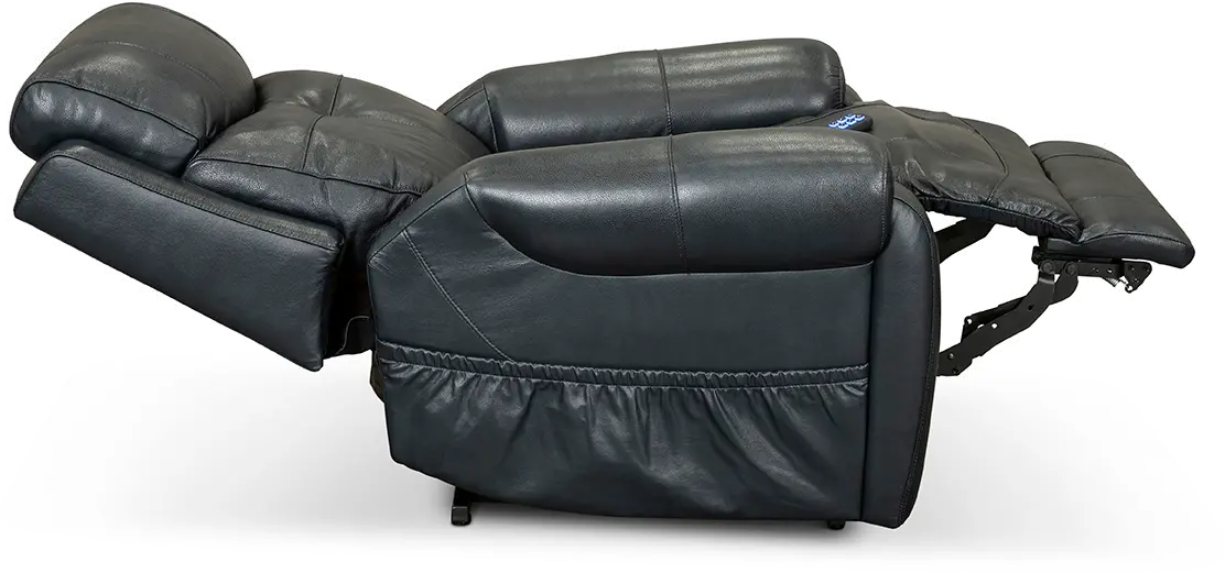 Navy Blue Leather Power Lift Recliner with Heat