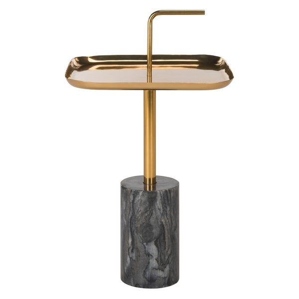 SAFAVIEH Artemis Square Brass Top Side Table - Black / Brass - 15.8