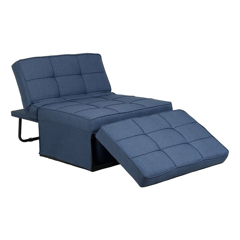 Pemberly Row Modern Fabric 4-in-1 Adjustable Folding Sofa Chair Bed in Blue