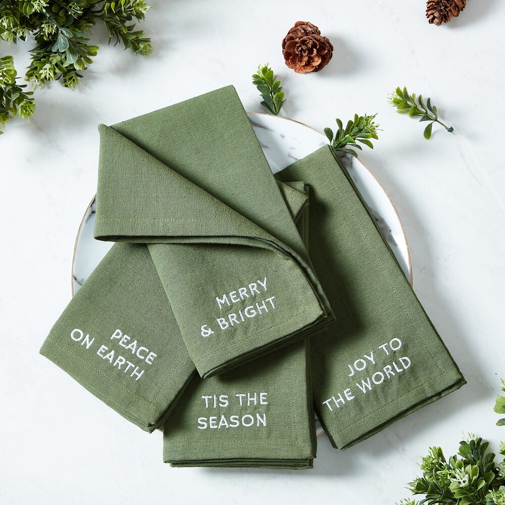 Joyful Sentiment Embroidered Napkins  Set of 4