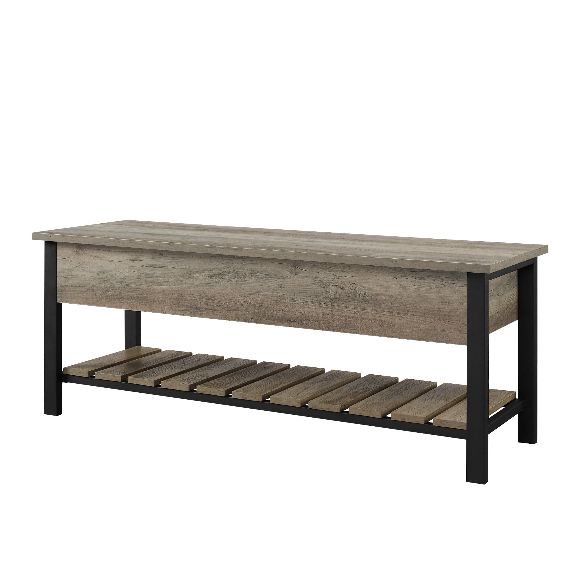 Manor Park Storage Bench, Grey Wash