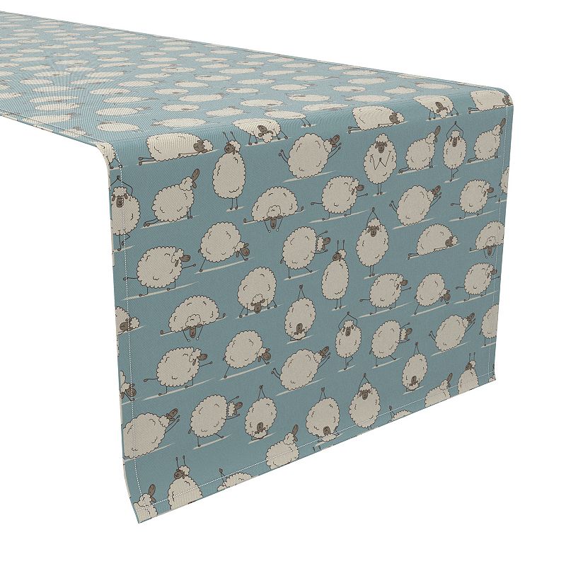 Table Runner， 100% Cotton， 16x72， Yoga Sheep