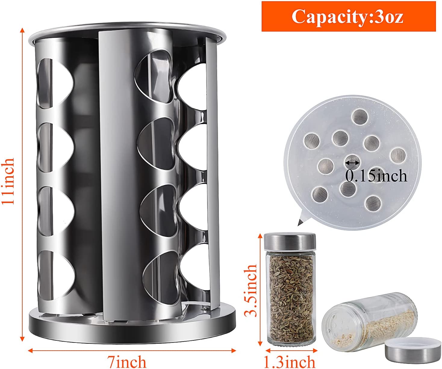 Rotating spice rack with 16 jars