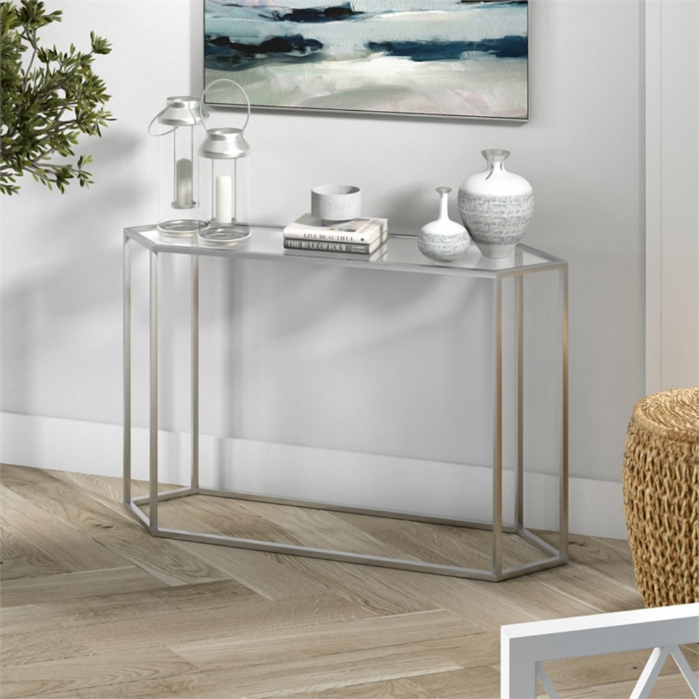 Henn ampHart 48 quotSilver Console Table   Contemporary   Console Tables   by Homesquare  Houzz