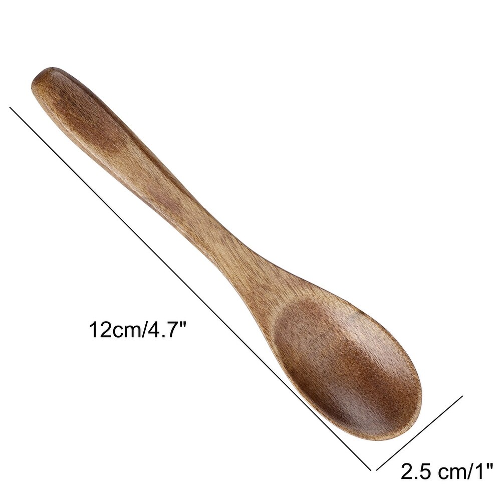 Wooden Spoons 6 Pcs Natural Grain Soup Spoon Salt Sugar Dinner Spoons 4.7\