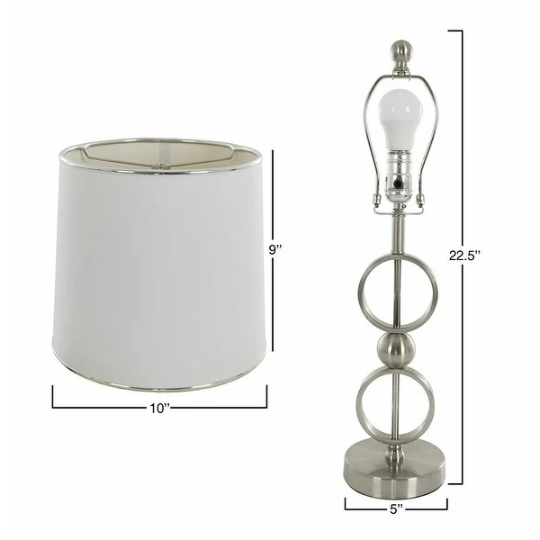 Set of 2 Matching Silver Table Lamp Set with Shades Led Bulbs Included - 10
