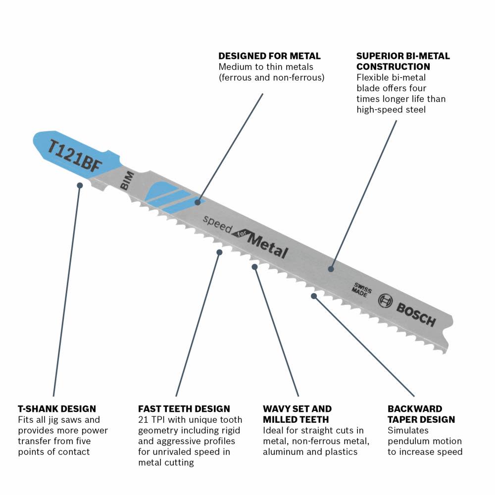 Bosch Jig Saw Blades 3pc 3 5/8 12 TPI Speed for Metal T Shank ;