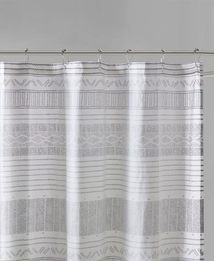 INK+IVY Cody 72 x 72 Cotton Stripe Printed Shower Curtain with Tassel