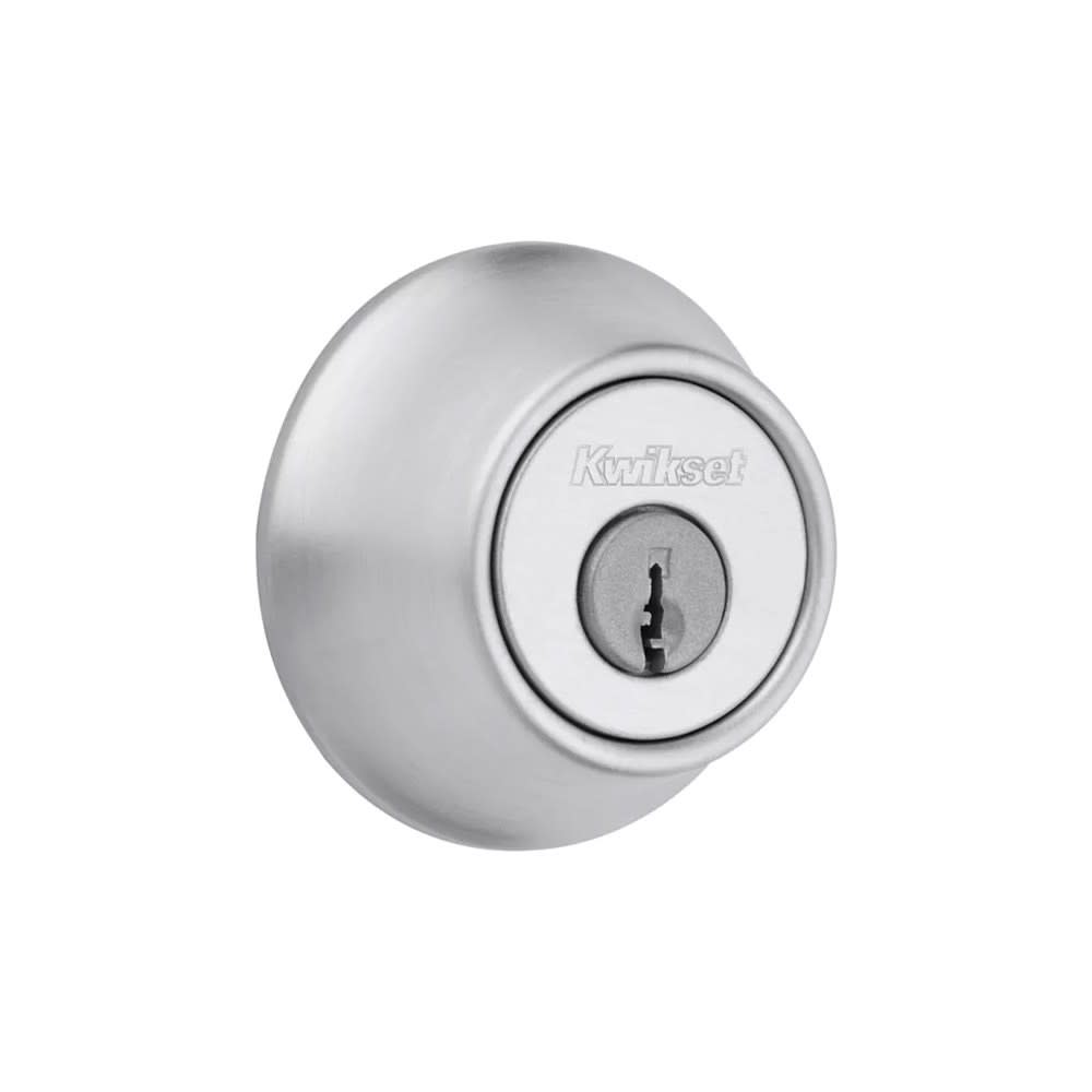 Satin Chrome Single Cylinder Deadbolt with Pin and Tumbler