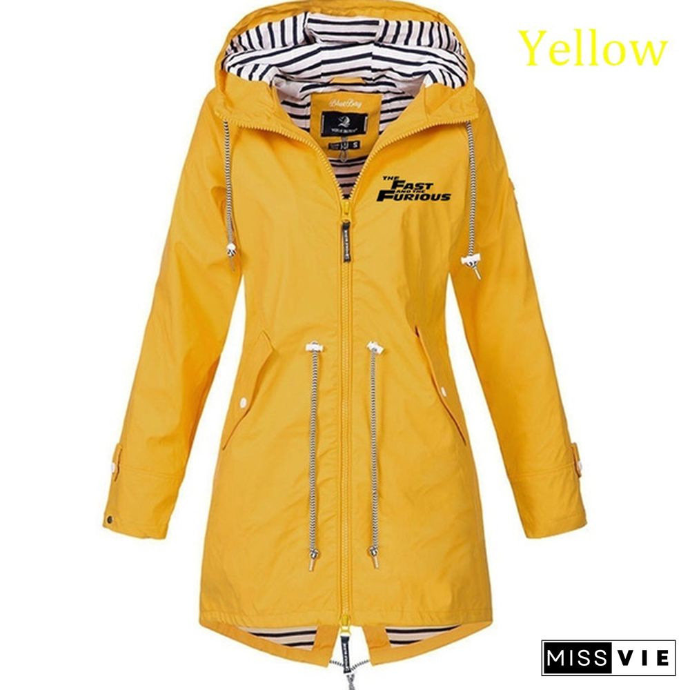 The new fashion Fashion Ladies Double Layer Waterproof Lightweight Rain Jacket Outdoor Hooded Zipper Coats Windproof Mountaineering Jackets for Women Plus Size S-5XL