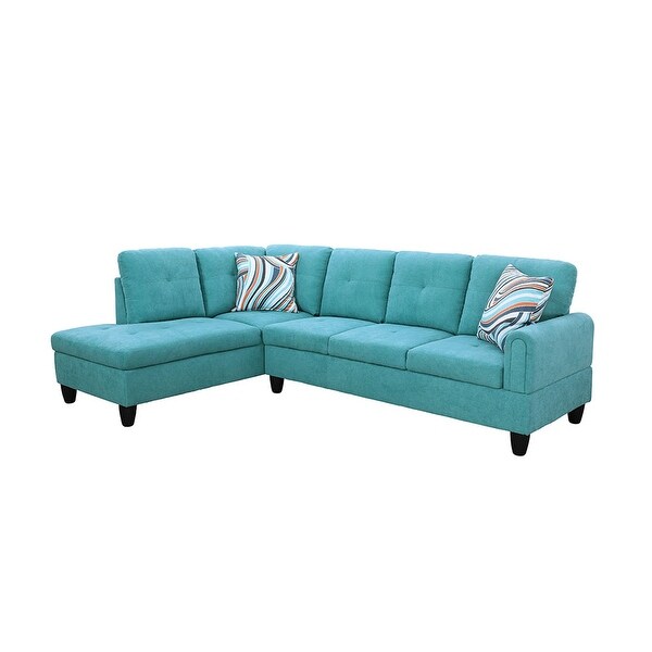 2-piece Linen L Shaped Sectional Sofa in Green