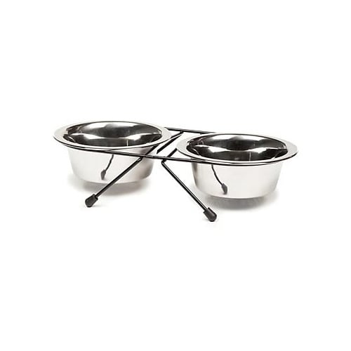 EveryYay Dining In Stainless Steel Double Diner for Dogs， 1.5 Cups