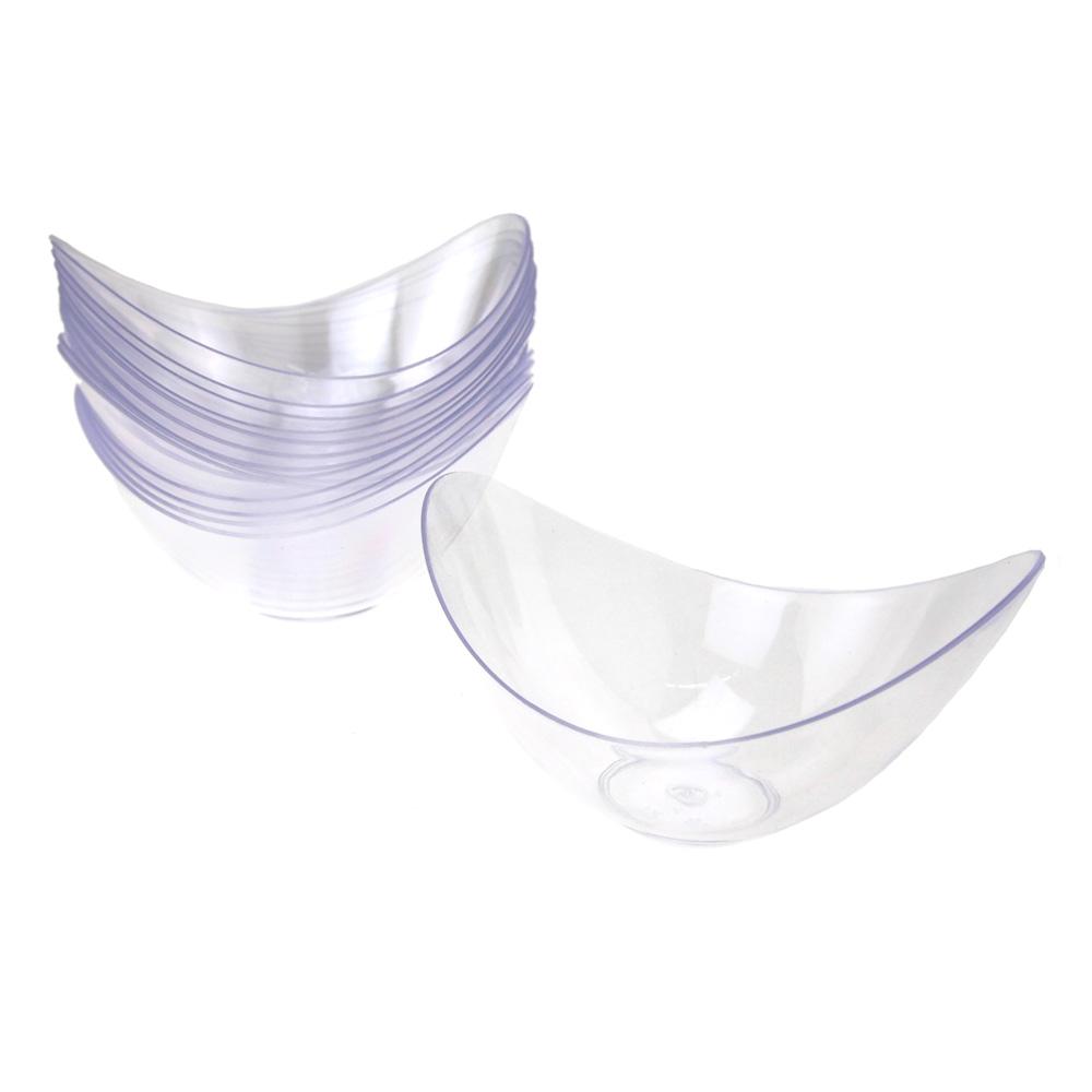 Contemporary Style Clear Plastic Oval Appetizer Dessert Bowls， 3-1/2-Inch x 1-3/4-Inch， 15-Count