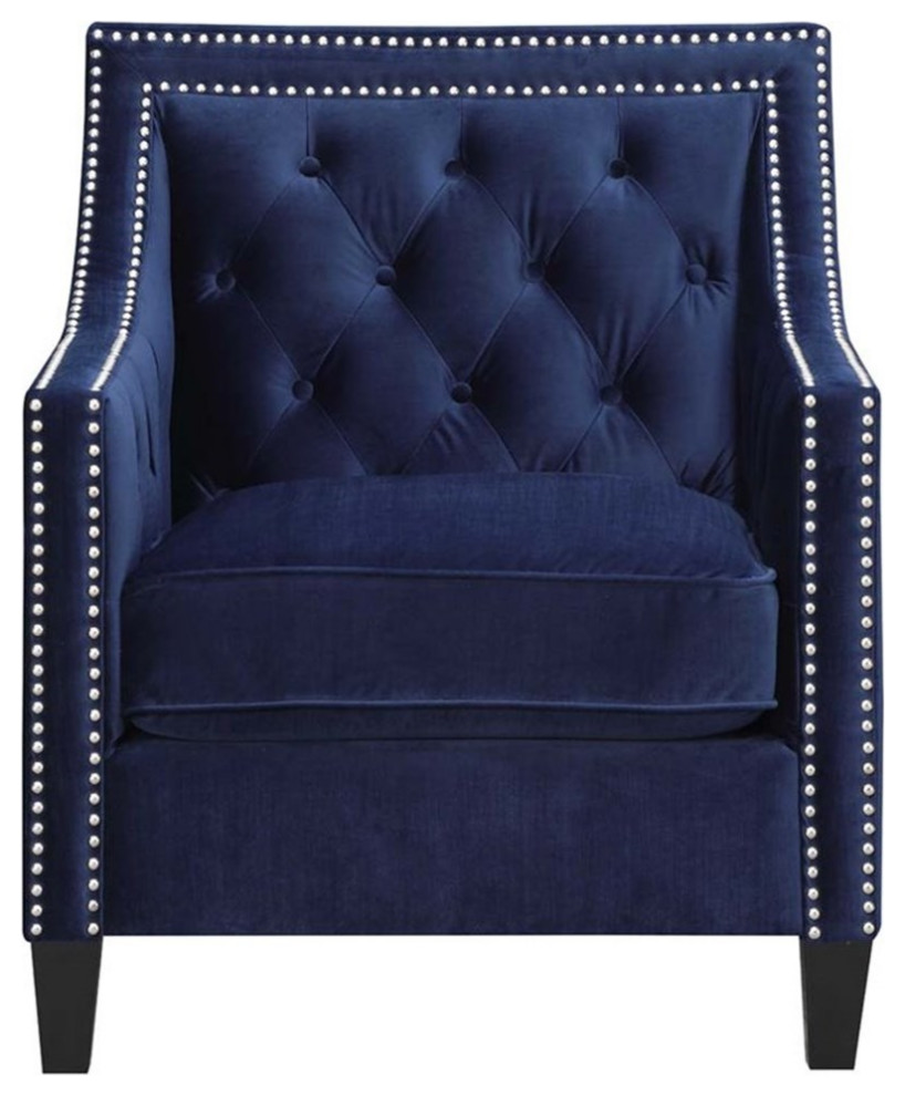 Catania Modern / Contemporary Accent Arm Chair in Navy Finish   Contemporary   Armchairs And Accent Chairs   by Homesquare  Houzz