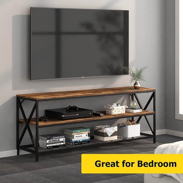 TV Stand for TV up to 65 Inch， Industrial Entertainment Center Stand for Living Room Bedroom， Sturdy Wood TV Console Table