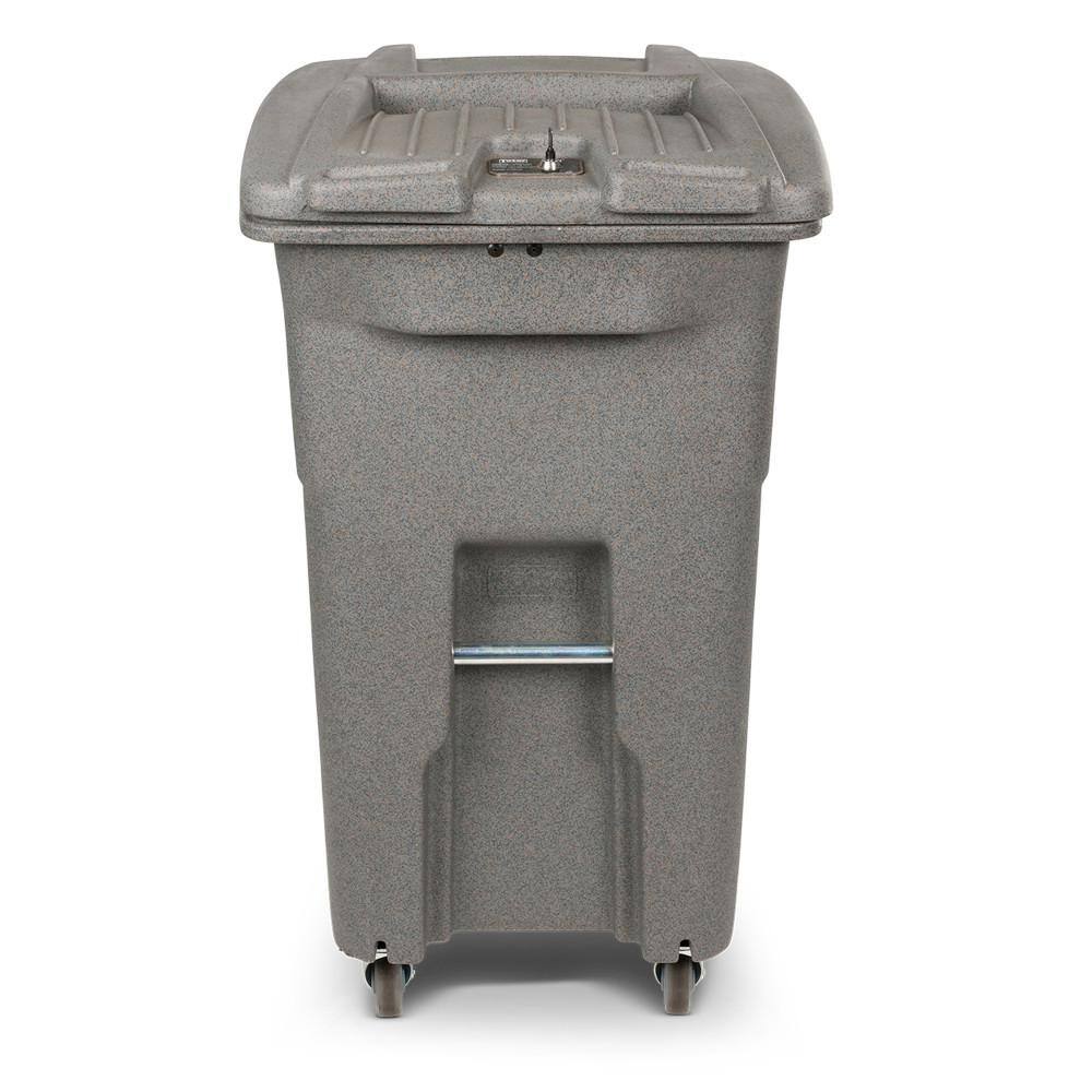 Toter 64 Gal. Graystone Document Trash Can with Wheels and Lid Lock (2 Caster Wheels 2 Stationary Wheels) CDC64-01GST