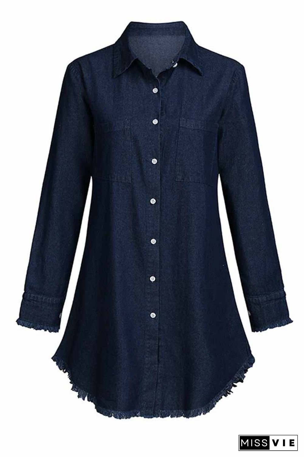 Loose Button Design 4 Colors Denim Dress(4 Colors)