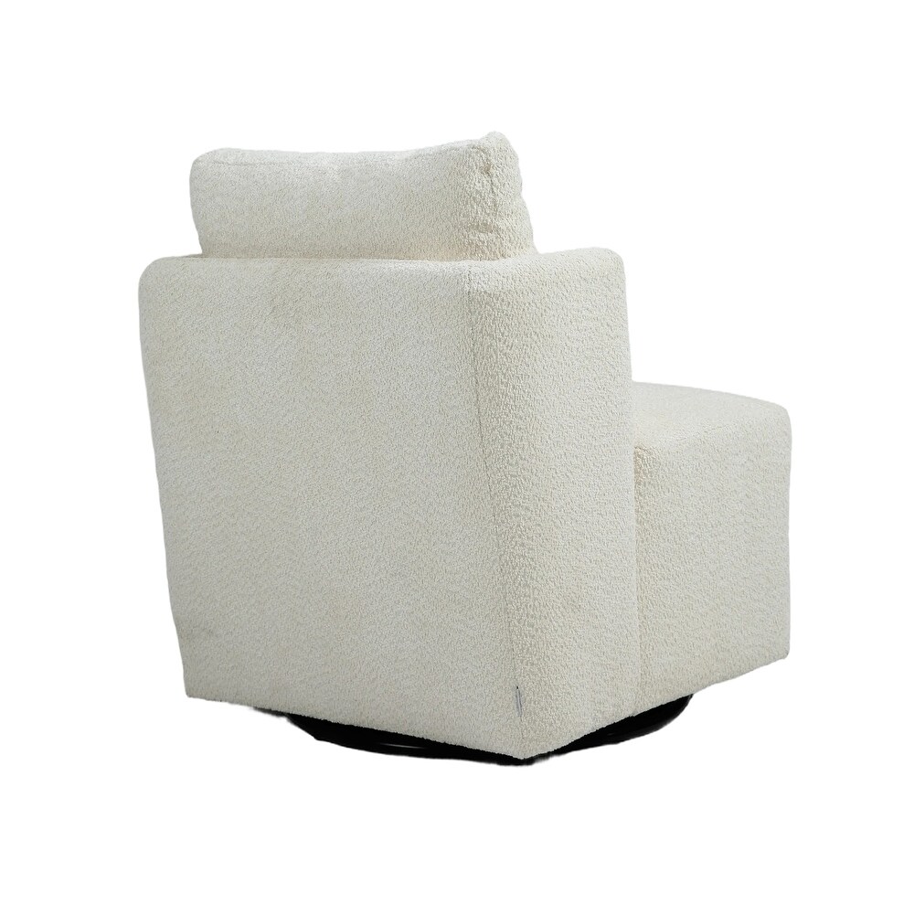 Chenille Upholstered 360 Degree Swivel Barrel Chair For Living Room Bedroom