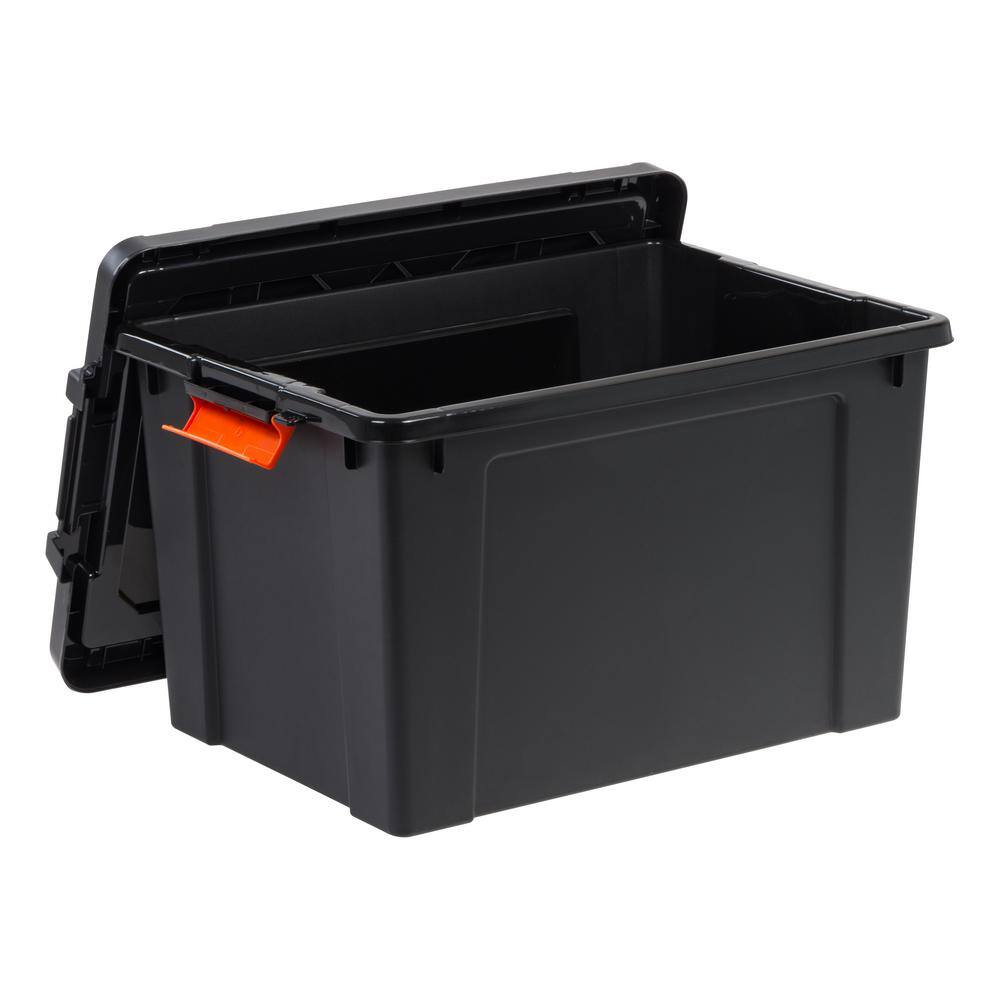 76 Qt. Heavy Duty Plastic Storage Box in Black 500216