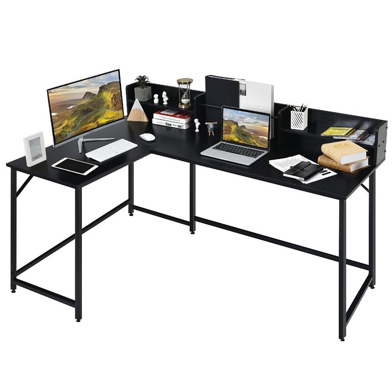 5.5 Inch L-shaped Computer Desk with Bookshelf