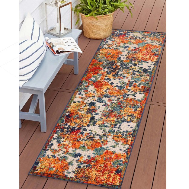 Modern Abstract Splatter Indoor Outdoor Runner Or Area Rug By Blue Nile Mills