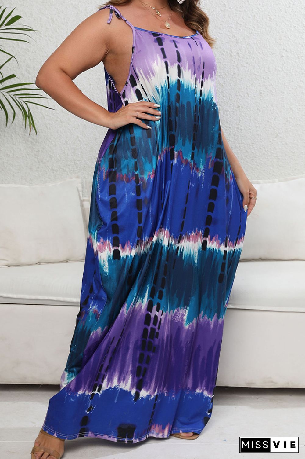 Plus Size Spaghetti Tie Dye Dress