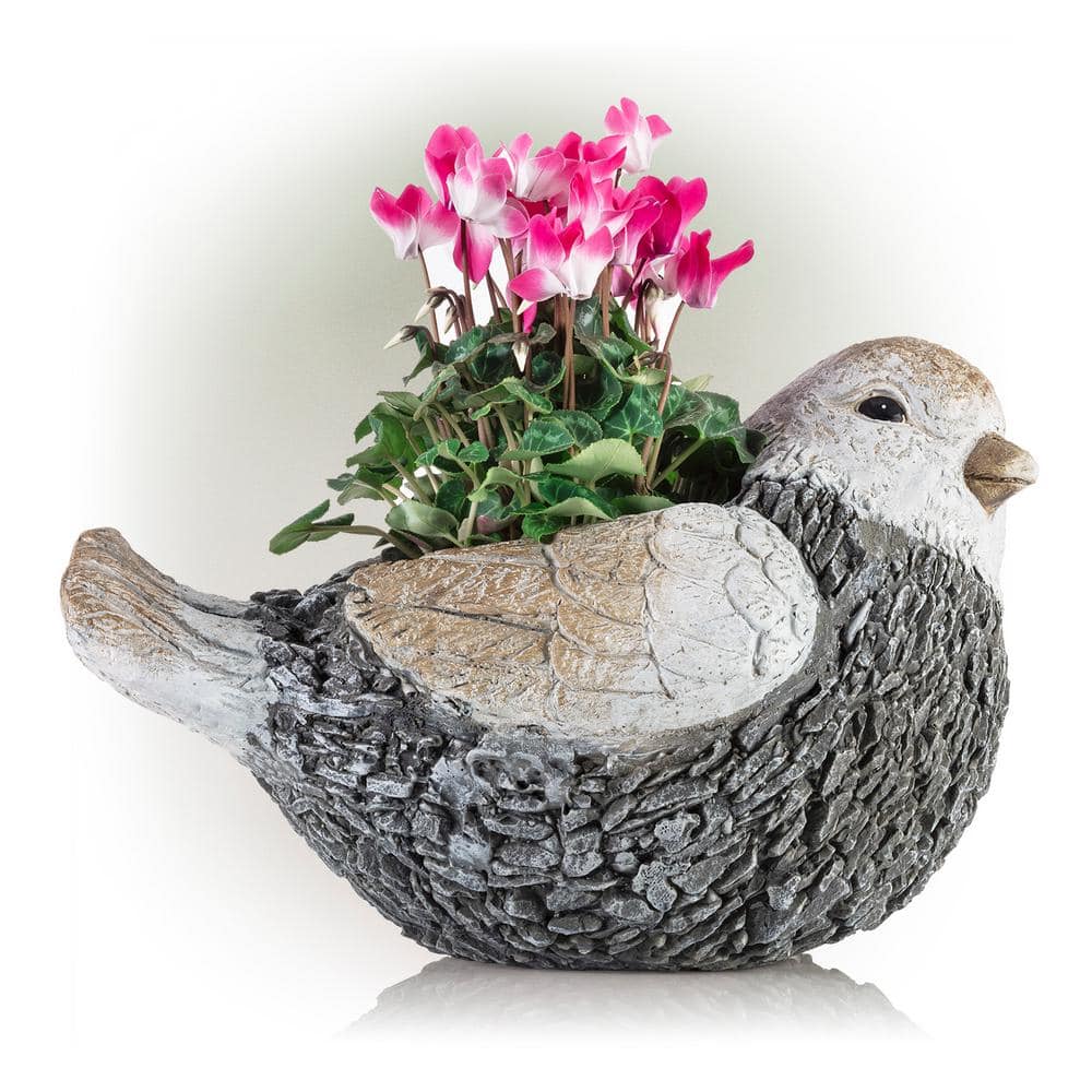 Alpine Corporation 11 in. Tall Indoor/Outdoor Bird Shaped Planter and Yard Decoration QWR482