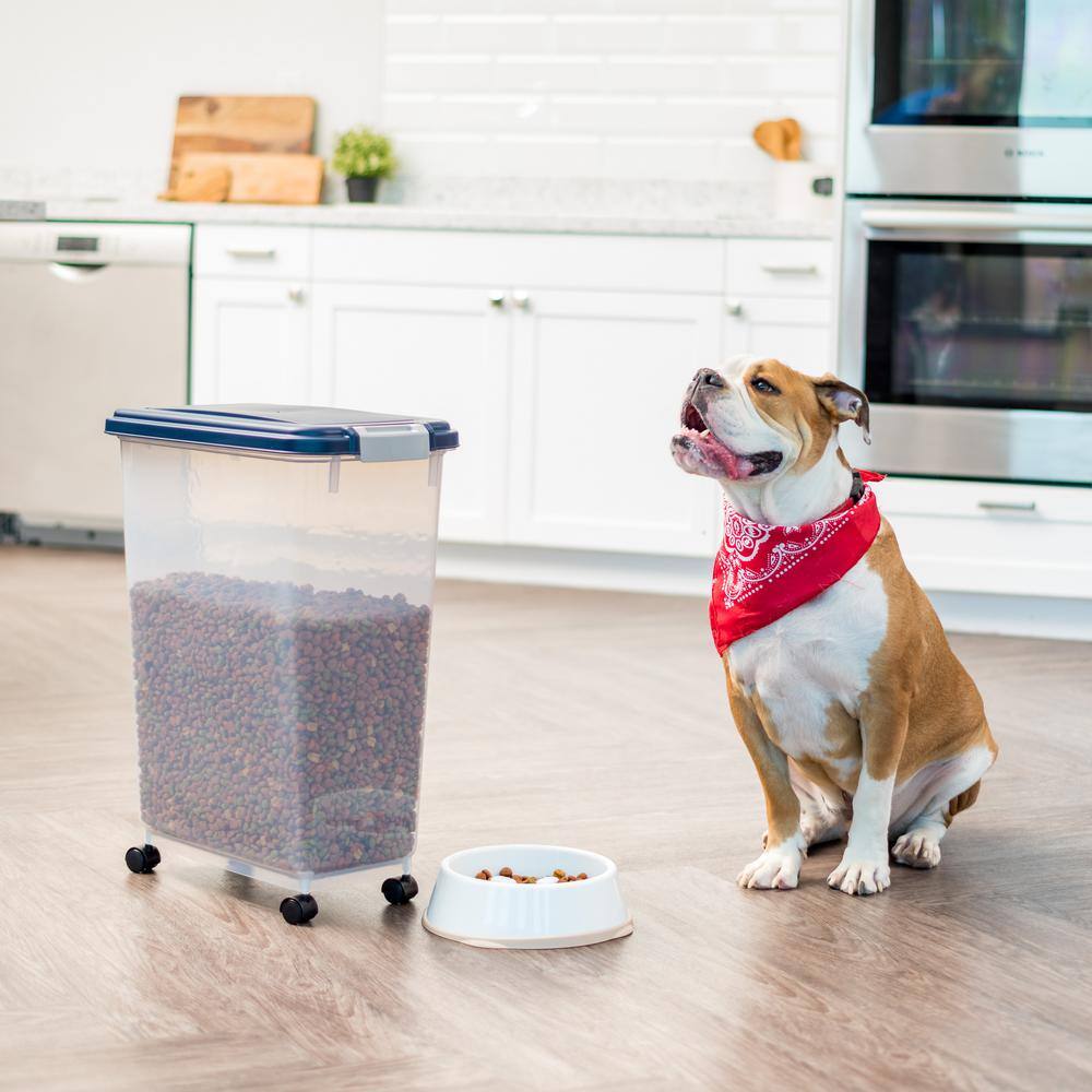 IRIS 47 Qt. Airtight Pet Food Storage Bin in Navy 301073