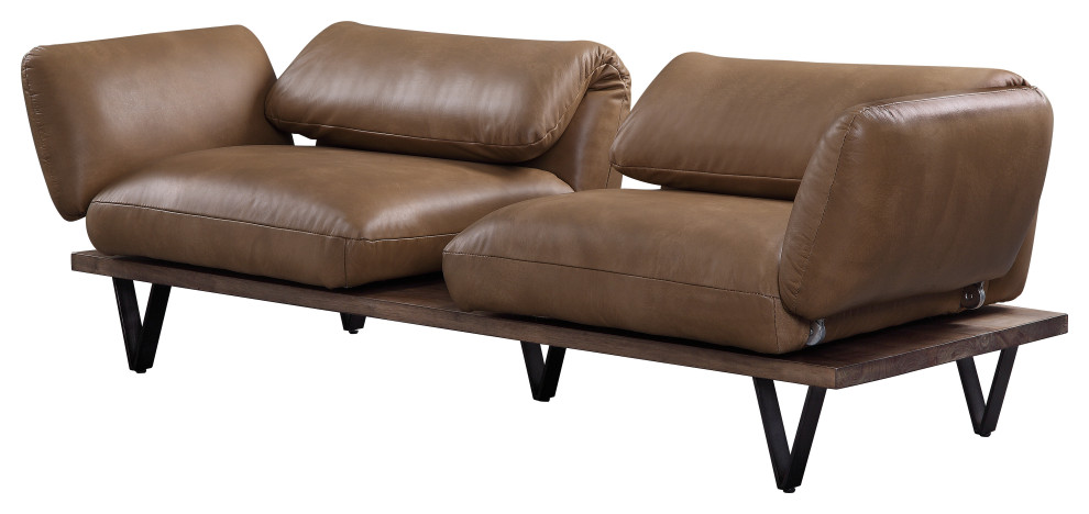 ACME Narech Sofa With Swivel  Nutmeg Top Grain Leather   Industrial   Sofas   by HedgeApple  Houzz