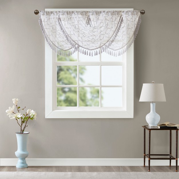 Clarissa Diamond Sheer Embroidered Waterfall Valance