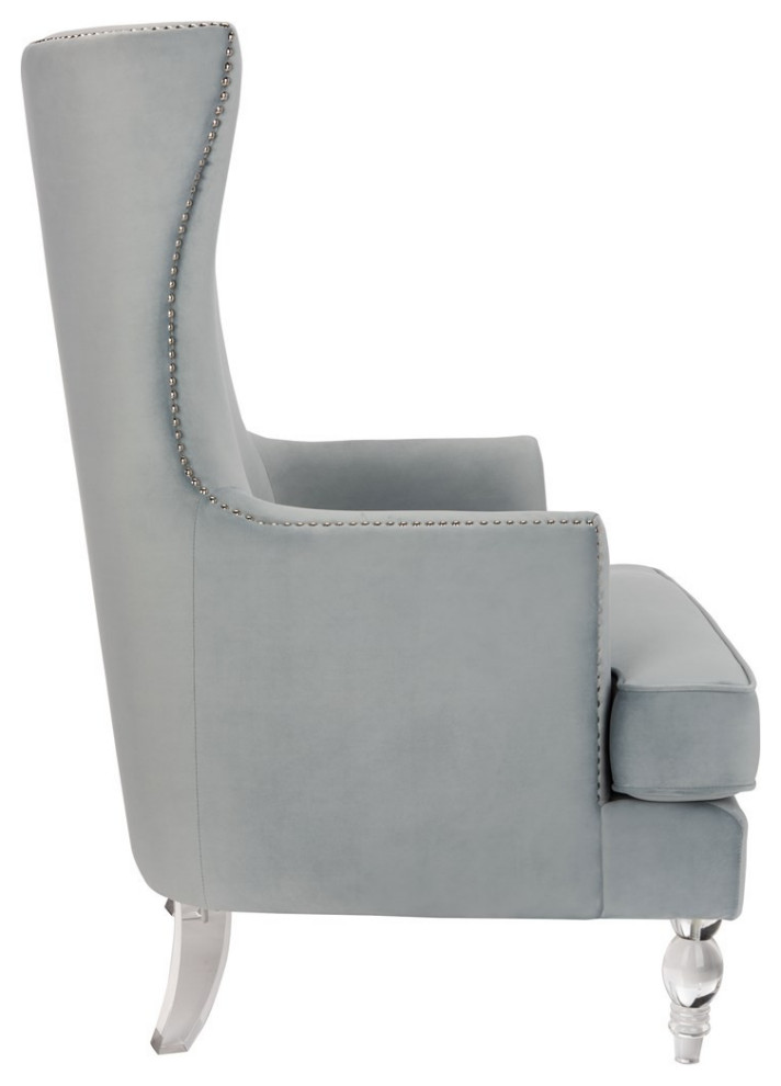 Maxine Modern Wingback Chair Light Silver   Contemporary   Armchairs And Accent Chairs   by Love Sofa  Houzz