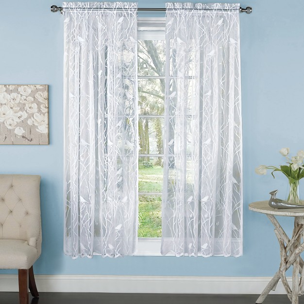 Collections Etc Songbird Lace Curtain Panel With Scalloped Hem Single Panel