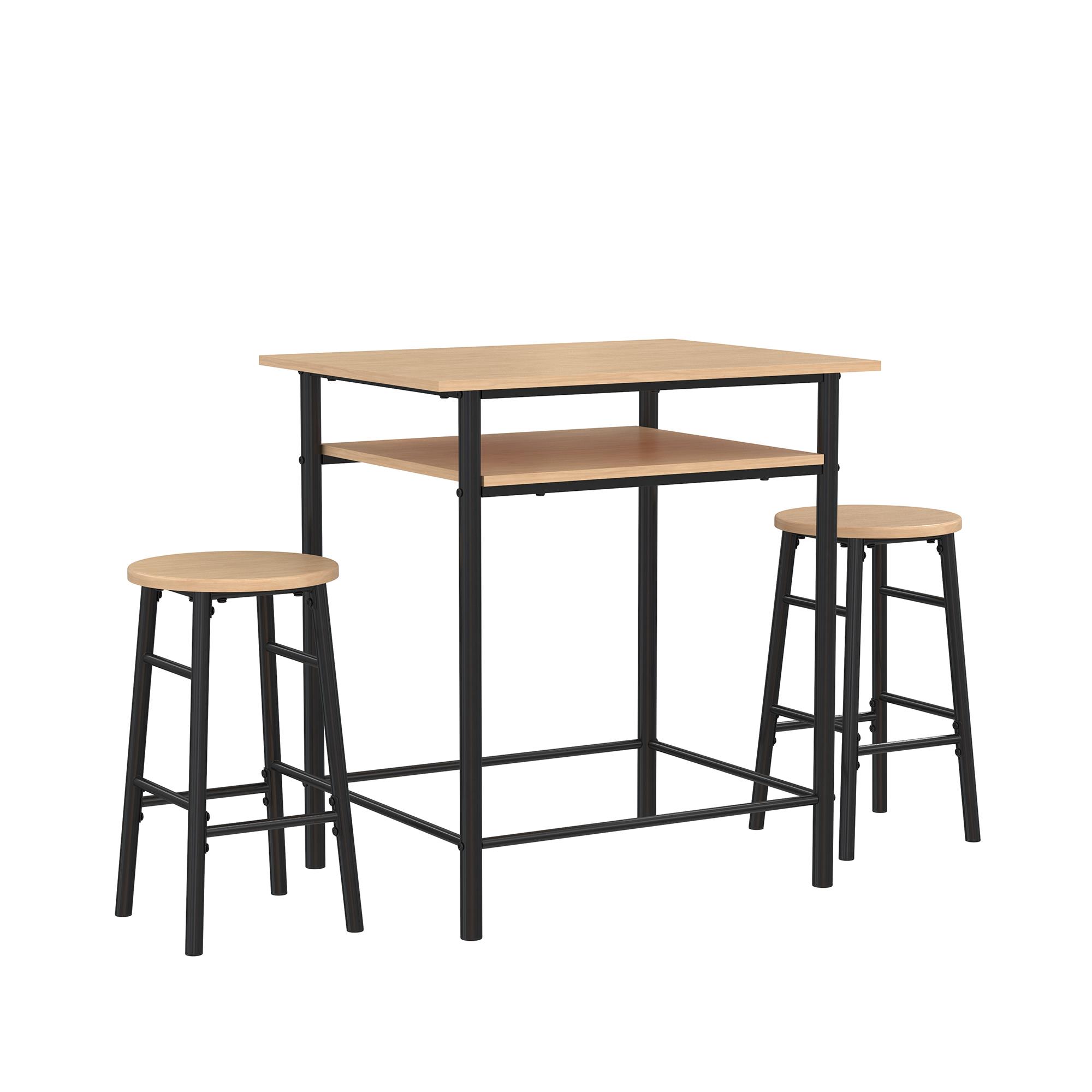 RealRooms Jace Counter Height Kitchen 3 Piece Pub Set， Pub Table and 2 Stools， Natural