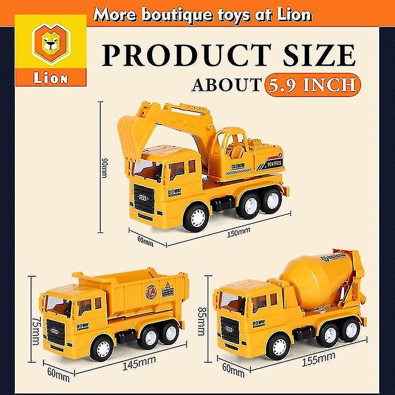 [3 In 1 Set] City Builders Friction Truck   Large Crane Engineering Vehicle Toy Child