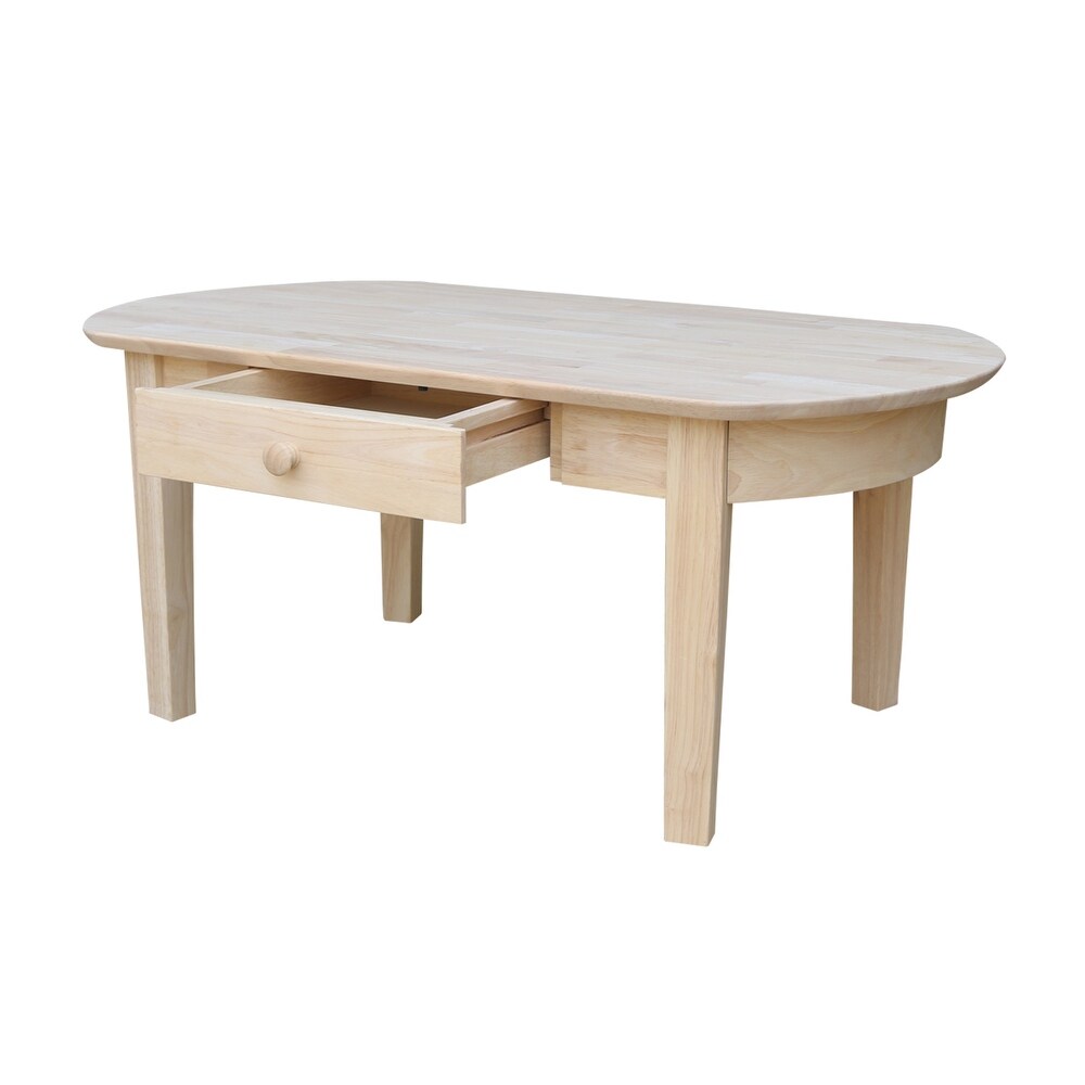 Philips Oval Unfinished Solid Parawood Coffee Table