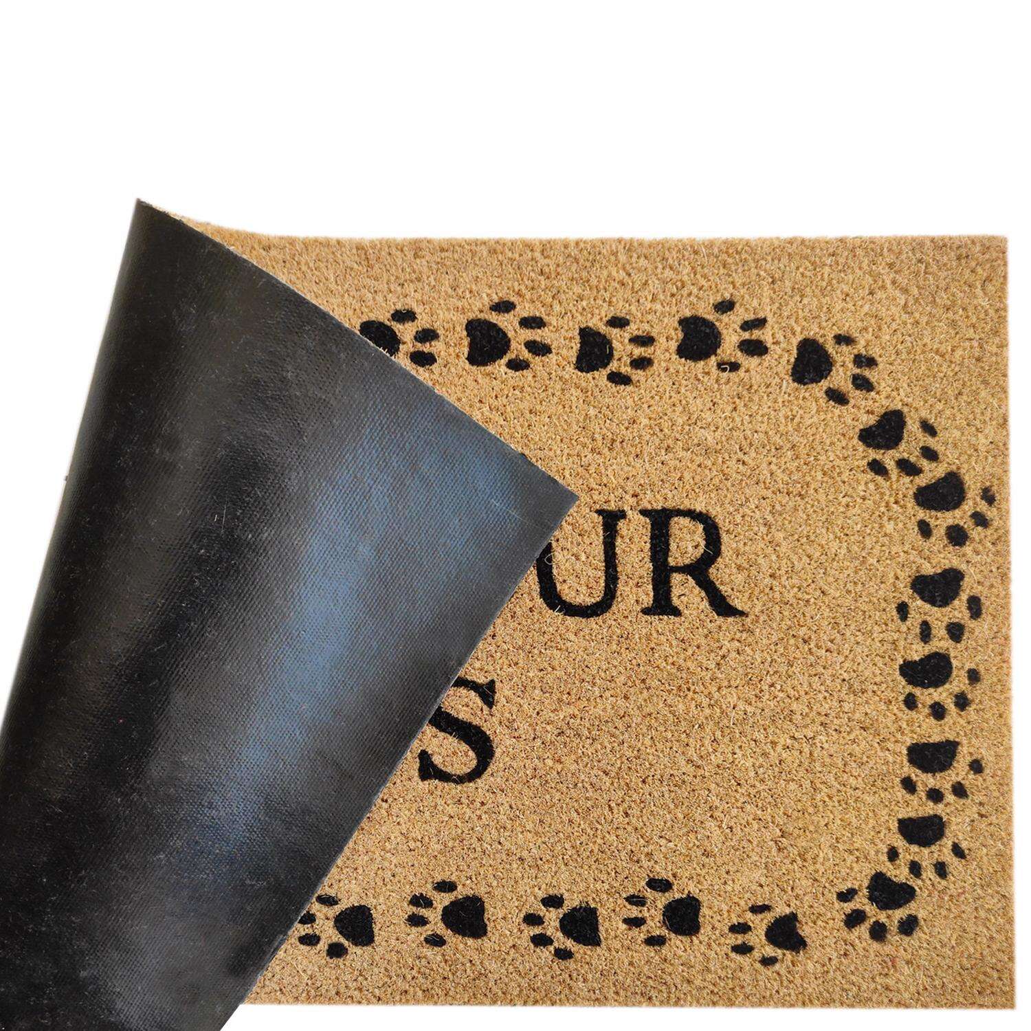 First Concept 30 in. L X 18 in. W Black/Brown Wipe Your Paws Coir Door Mat