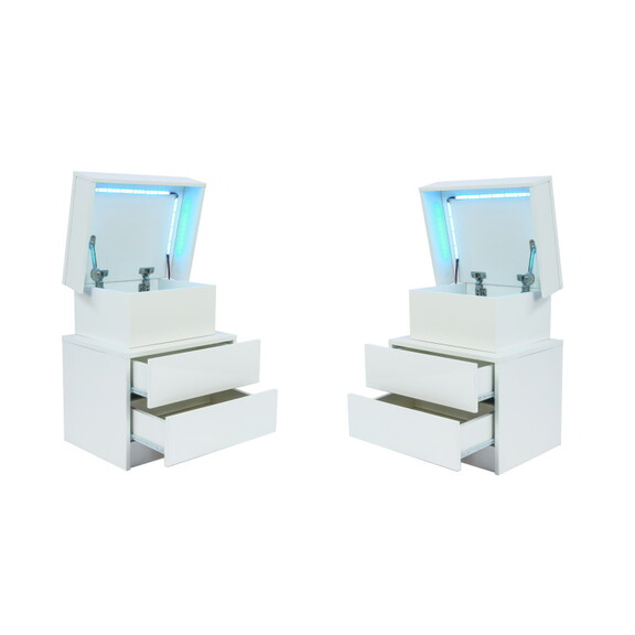 Bedside table with LED Light 2 set in one carton W...