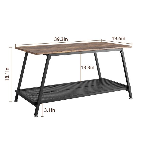 Coffee Table Industrial Center Table with adjustable feet，L39.3*W19.6*H18.1