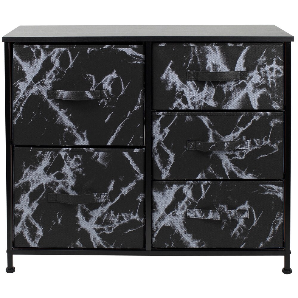 5 Drawer Bedroom Chest Dresser and TV Stand  Marble Collection