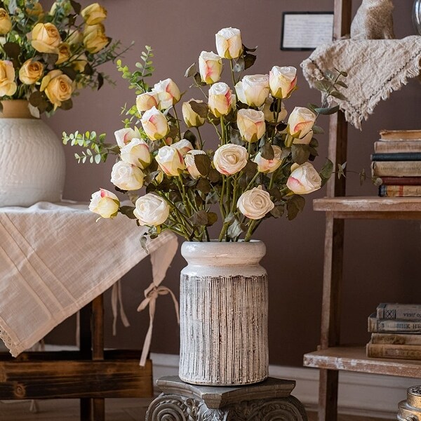 RusticReach Dry Flower Dry Rose Stem White or Yellow 23 Tall