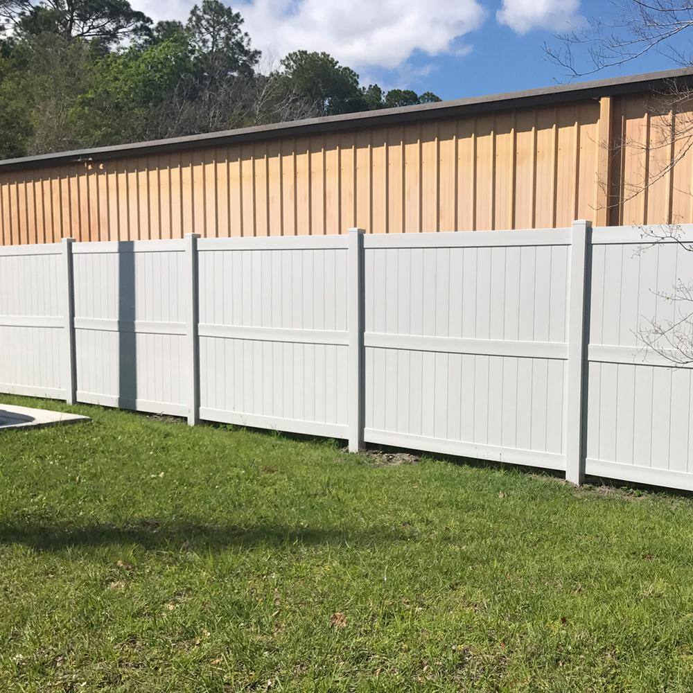 Weatherables Augusta 7 ft. H x 8 ft. W White Vinyl Privacy Fence Panel Kit PWPR-3R-7X8