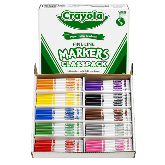 Crayola BIN8210 Classpack Markers 200 Ct Non Washa...