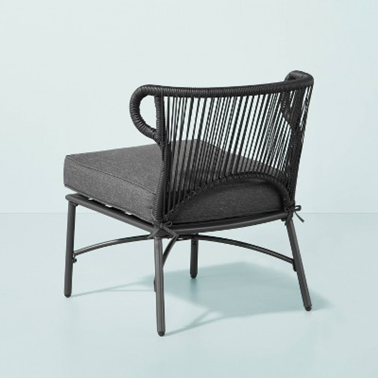 Wicker Weave Outdoor Cushioned Accent Chair - Dark Gray - Hearth and Hand™ with Magnolia