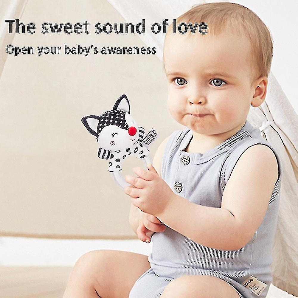 Newborn Baby Soft Rattles Sensory Toys High Contrast Black And White Handheld Rattle Plush Toy Gift